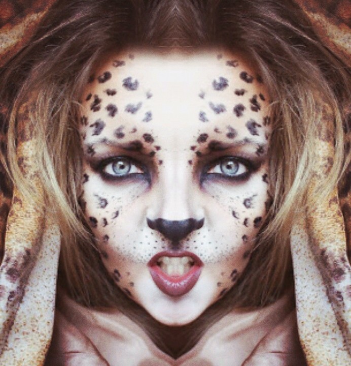 Leopard symmetric woman