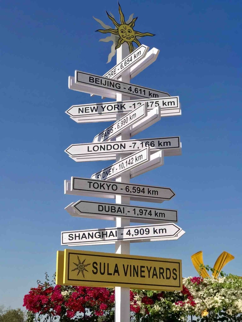 Directions signboard - Sula Vineyards