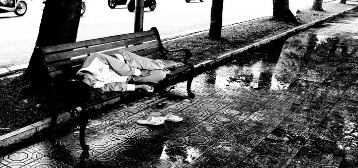 Tired on a rainy day