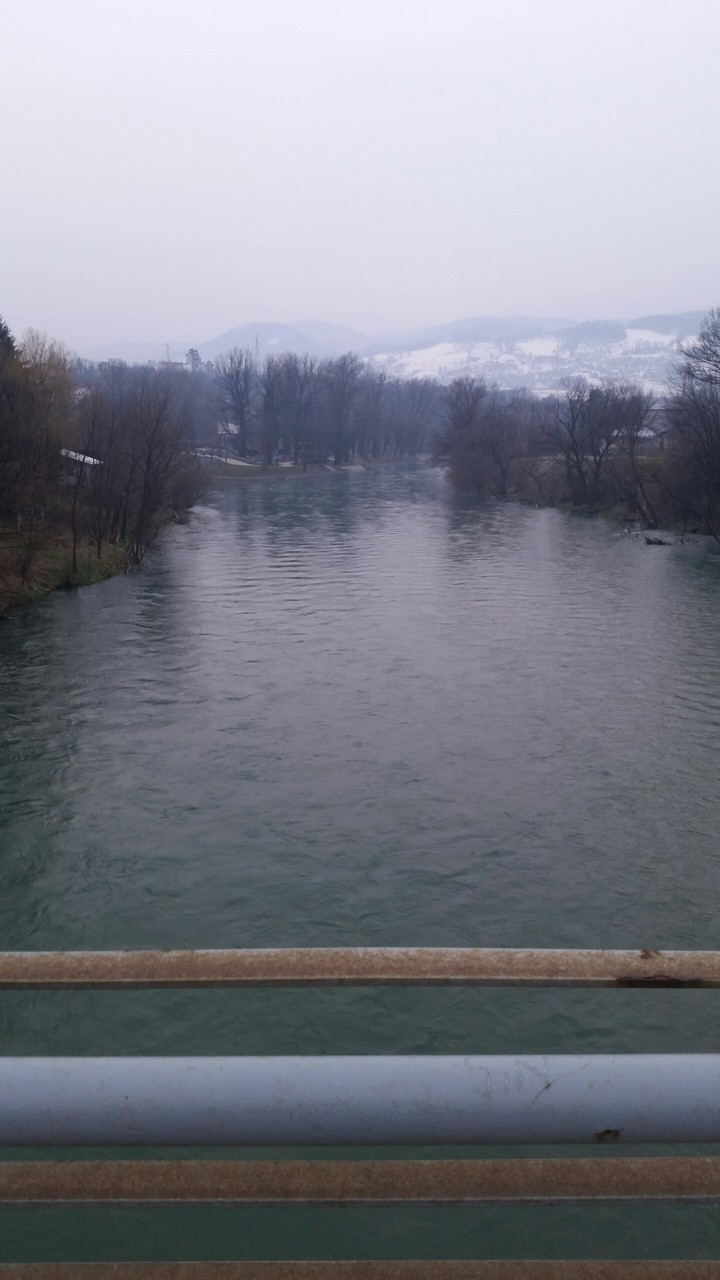 Gloomy day and view from bridge.