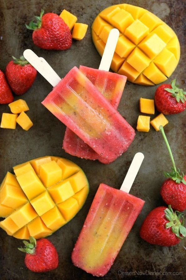 Mango & Strawberry Popsicles