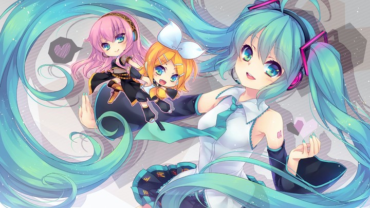 Miku with chibi luka and rin