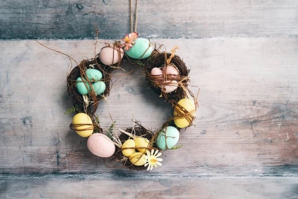 Easter egg nest wreath