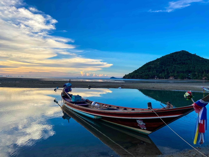 boat at sunset