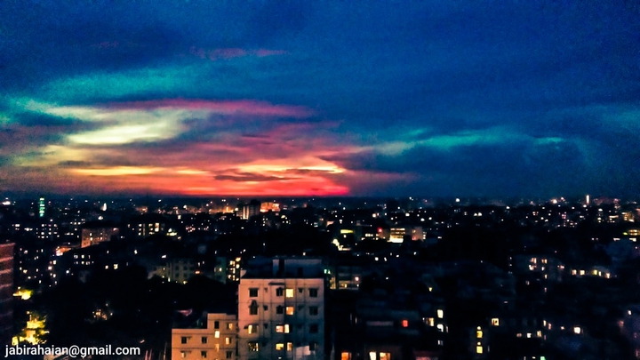 Sunset at city