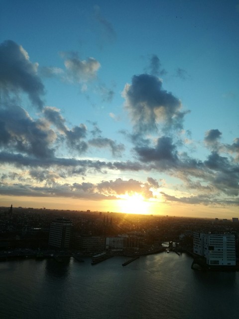 Sunset at A'DAM lookout tower in Amsterdam