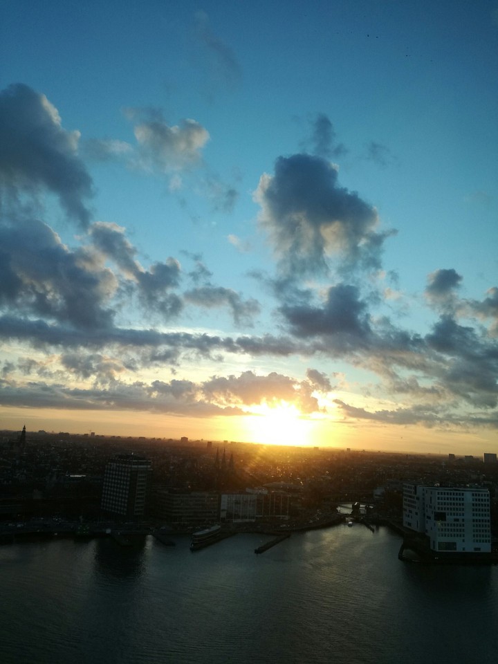 Sunset at A'DAM lookout tower in Amsterdam