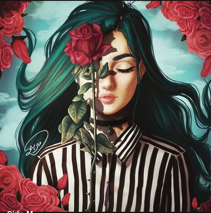 girl with roses
