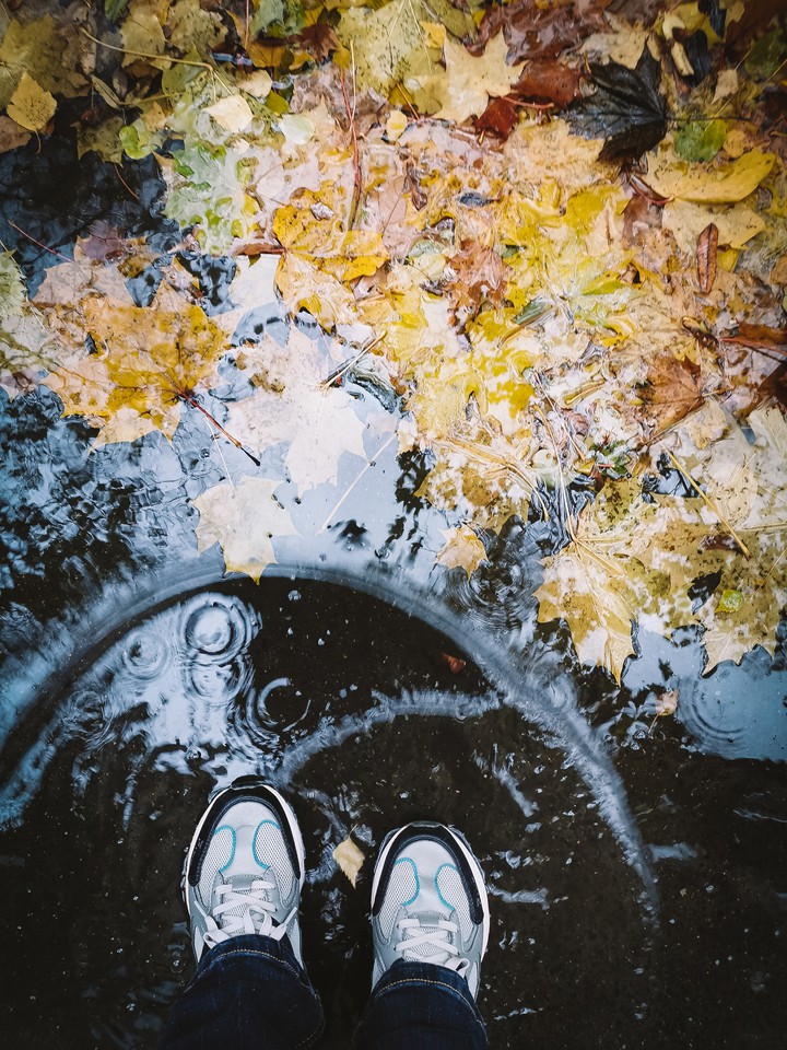 In a puddle