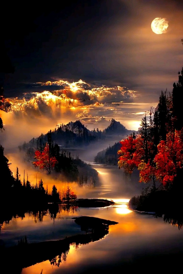 Nature, Moon, Night