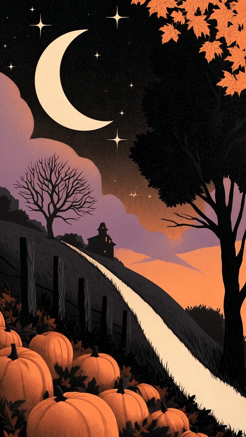 moon, Orange壁纸