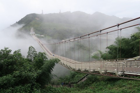 Suspension bridge in the clouds