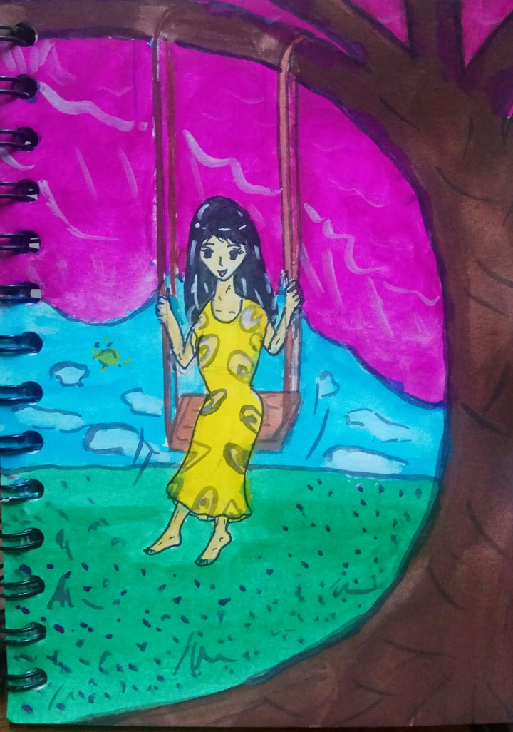 A girl who happy in the nature