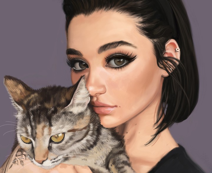 девочка и кот