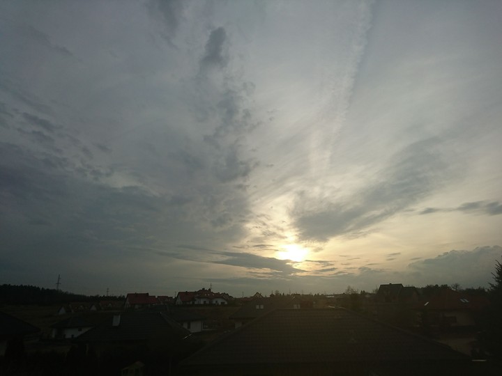 Home view. Sun goes down.