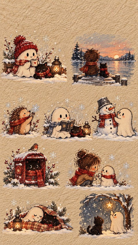 רקעים snowman, needlework