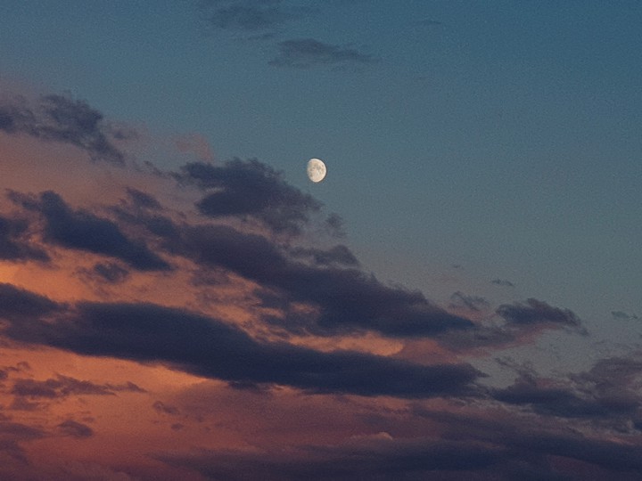 moon and sunset