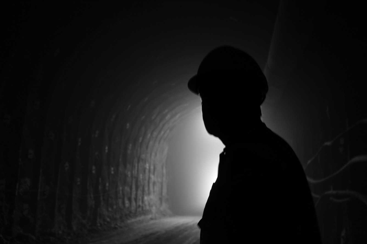 Silhouette at tunnel.