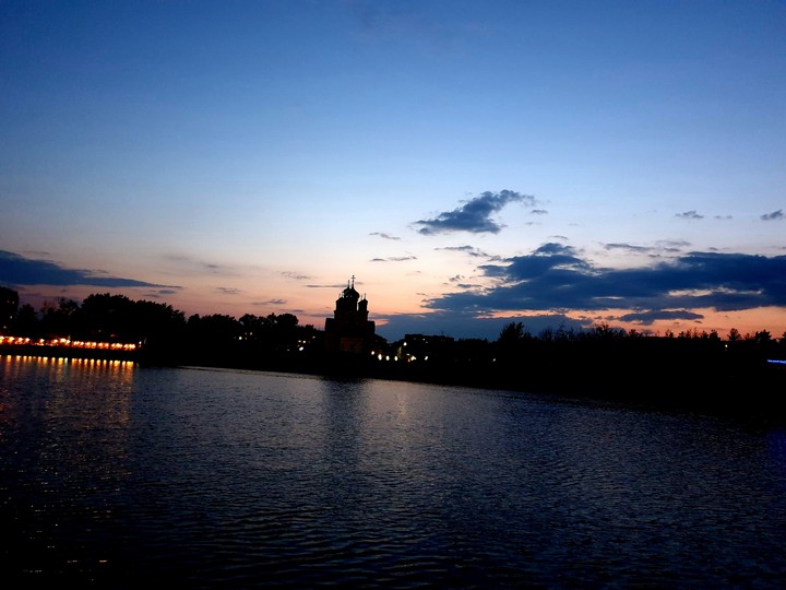 At night