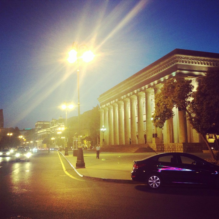 Night city lights of Baku