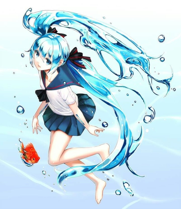 Miku hatsune water hair