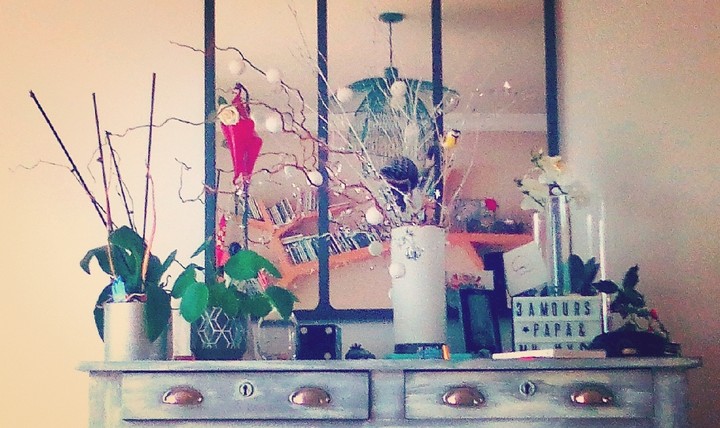 buffet avec plante cozy
