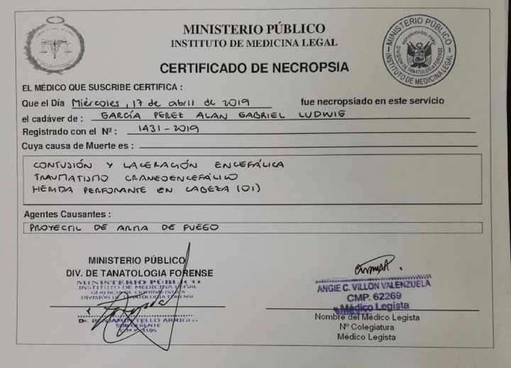 certificado de defunción
