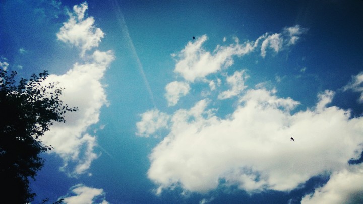blue sky, white clouds