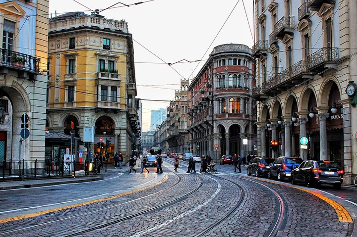 Torino, central street view.