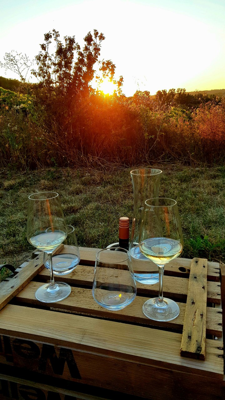 Sundowner with white wine