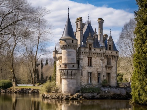 château, watercourse वॉलपेपर