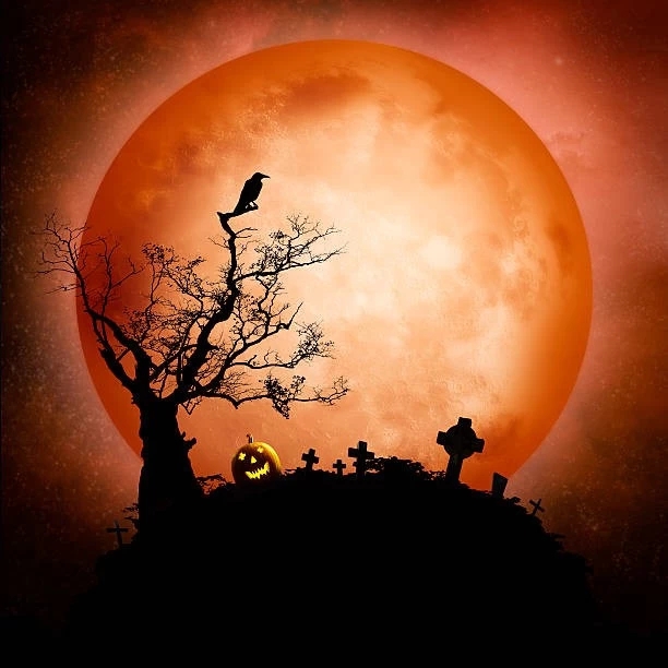 Halloween - cemetery by full moon