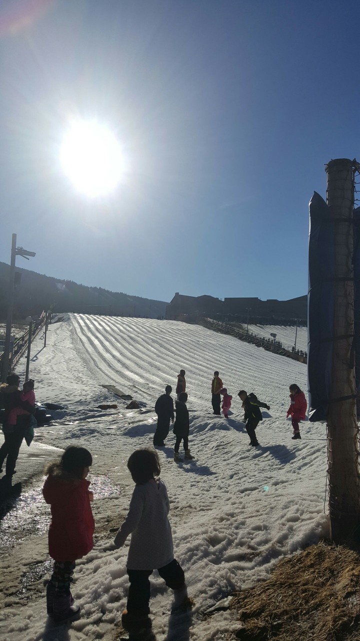 Sun n snow sliding down