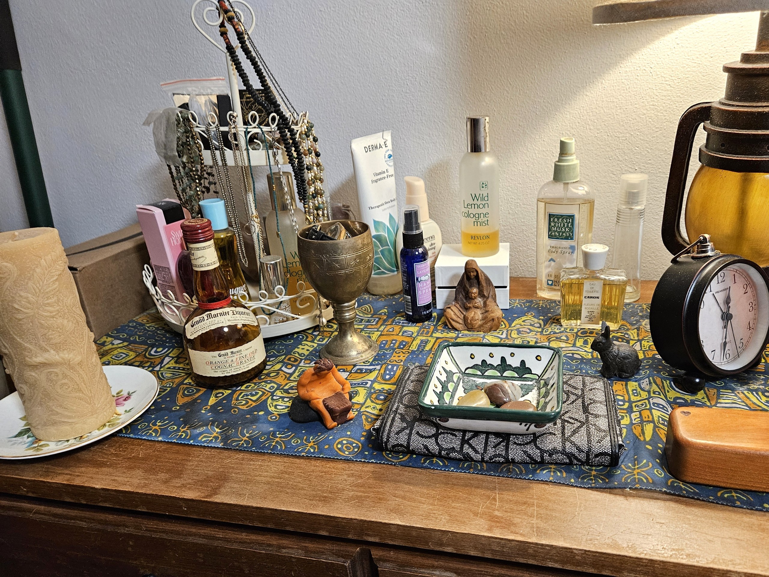 Lamp, Jewelry and Holder, Grande Manier Bottle, Precious Trinkets, Clock