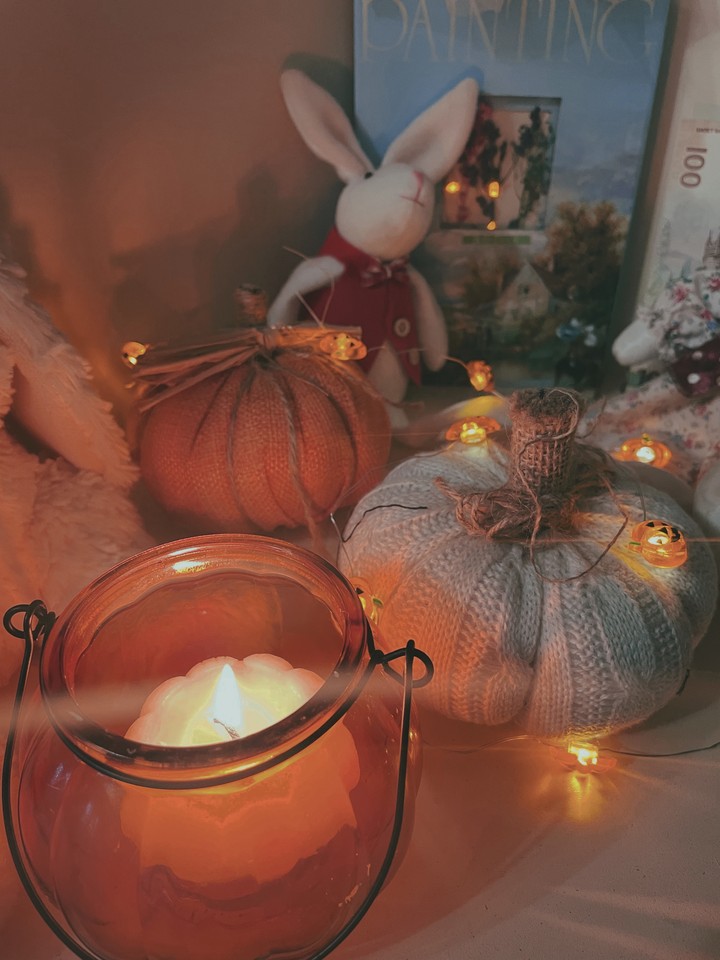 Pumpkin. Autumn. Lights