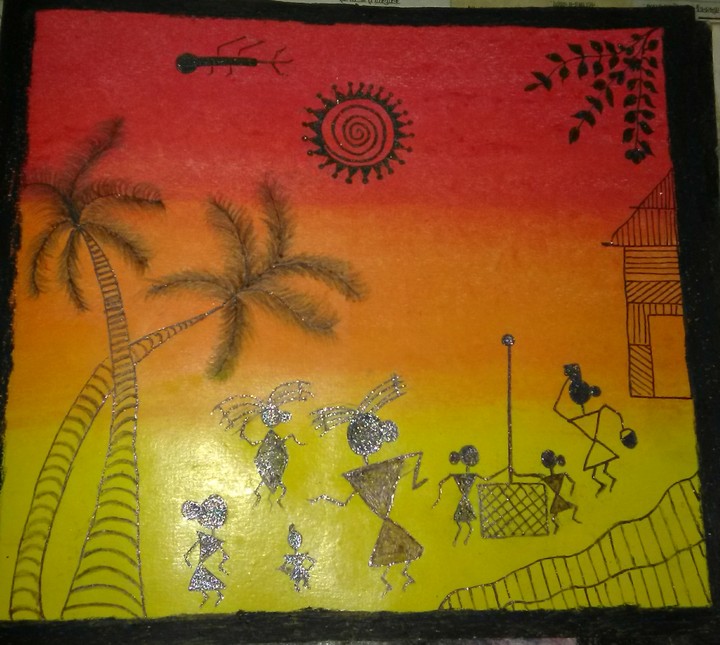 #villagers warli art painting