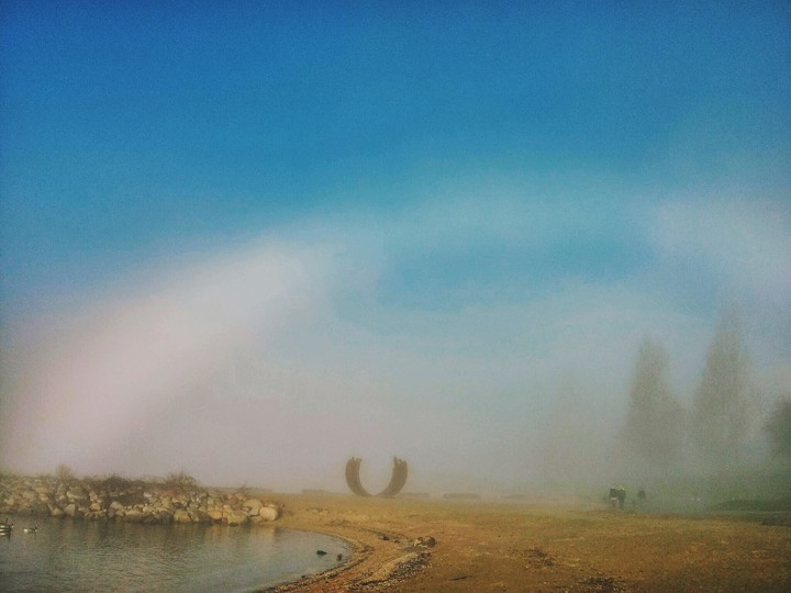 rainbow in fog