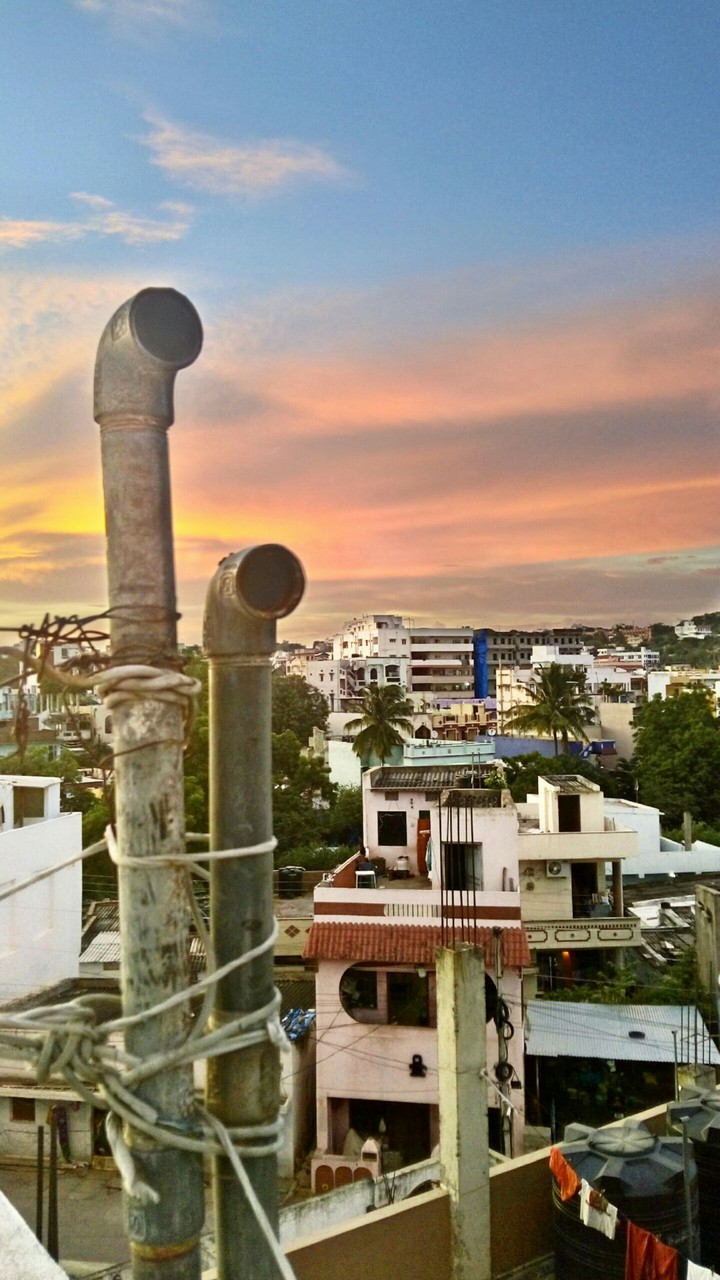 sunset in street