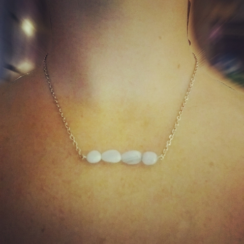Blue Lace Agate Nugget Bar Necklace