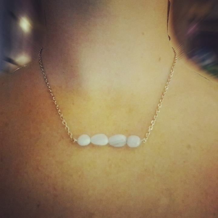 Blue Lace Agate Nugget Bar Necklace