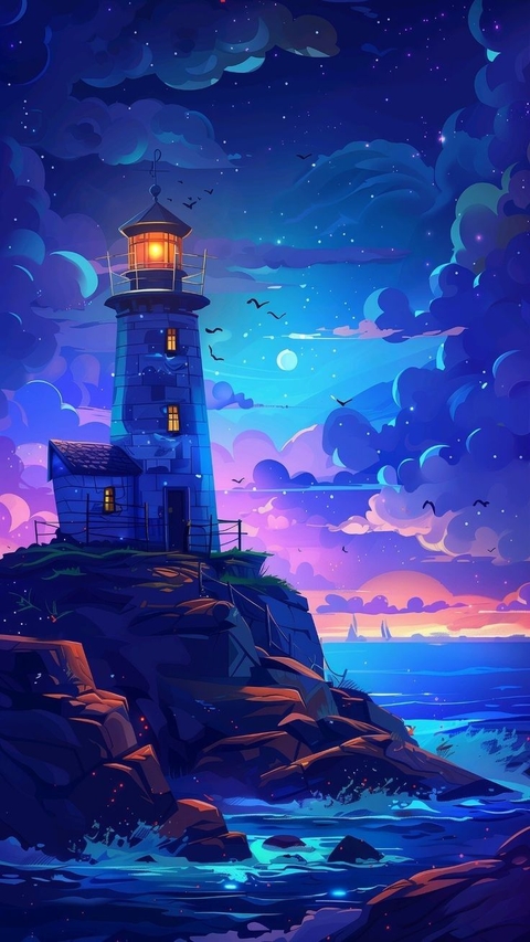 ocean, night वॉलपेपर