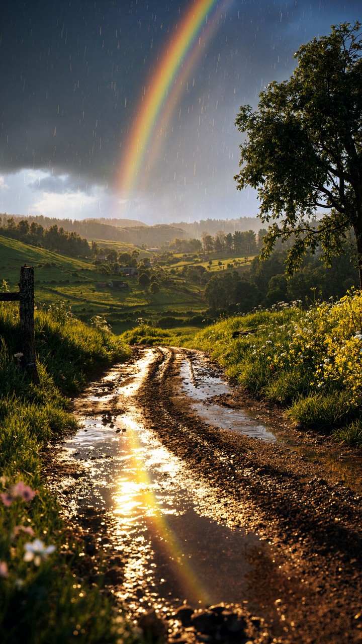 fonds d'écran grassland, rainbow