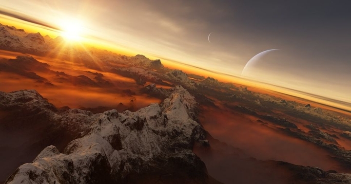 The splendor of the sunset over the mountain