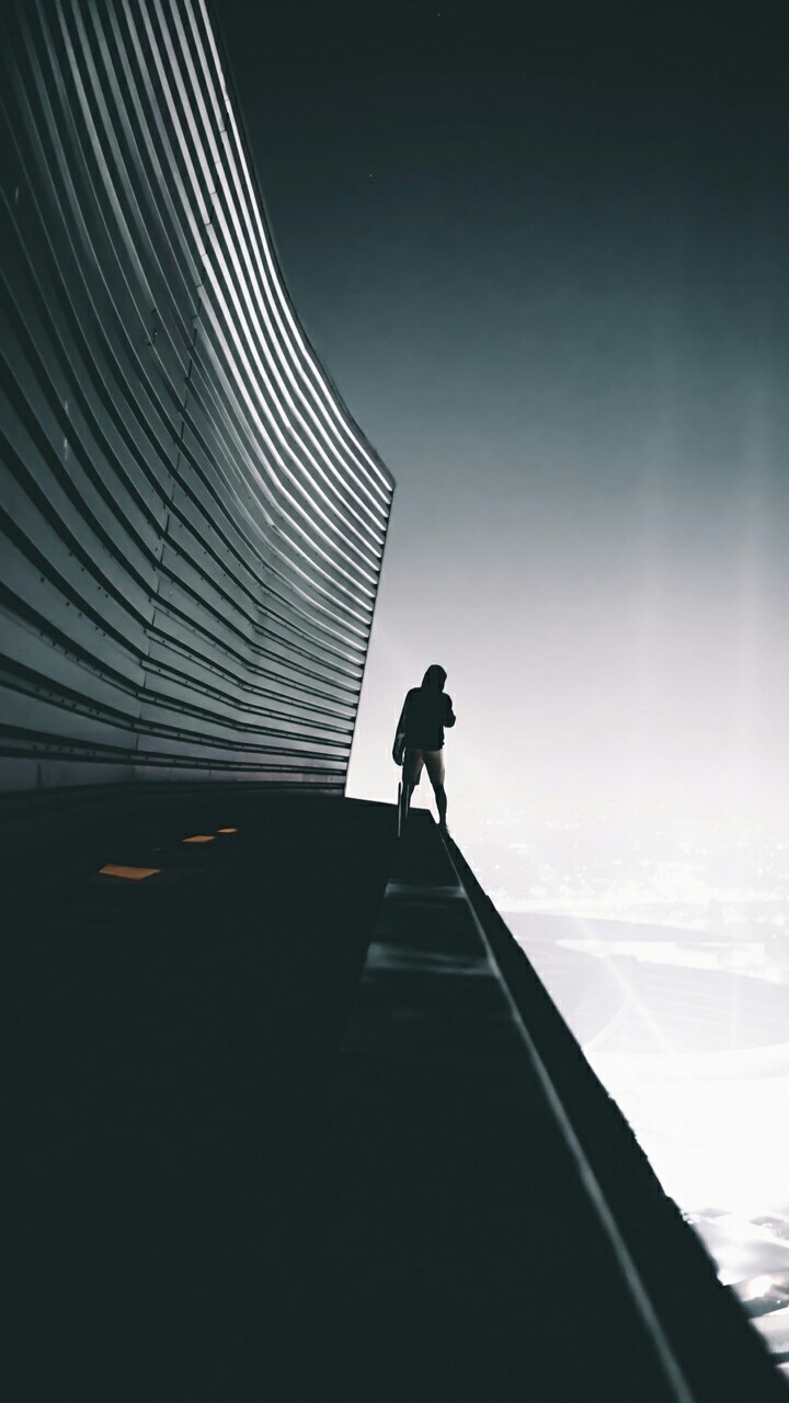 Man in a building.