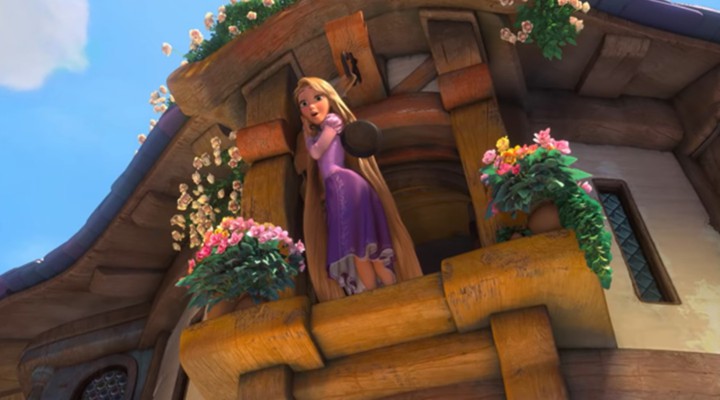 Rapunzel venturing forth from her tower