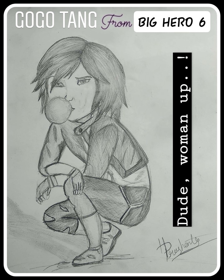 sketch of 'Gogo Tang' from 'Big Hero 6'
