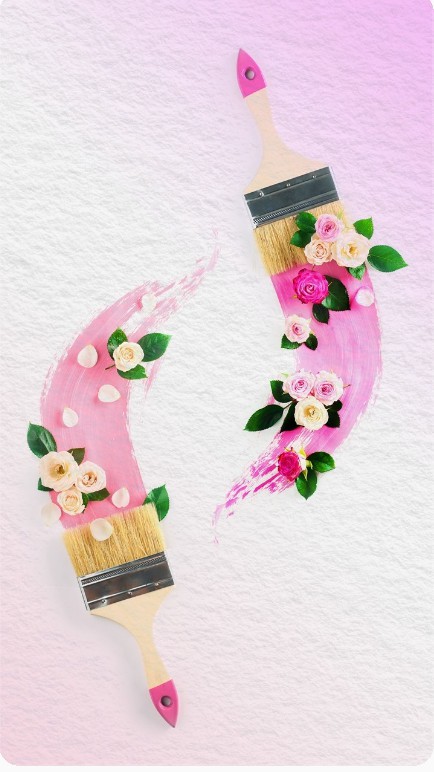 Paintbrush and flowers