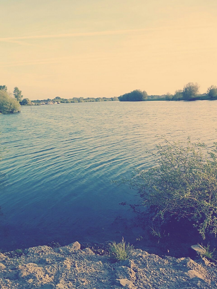 A blue lake on a sunny day