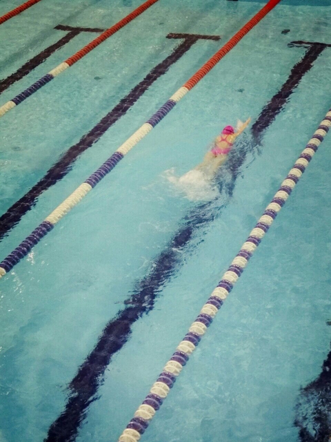 Pink in swimming pool