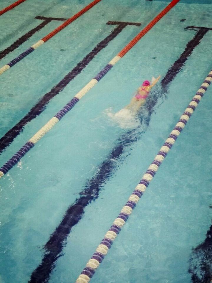 Pink in swimming pool